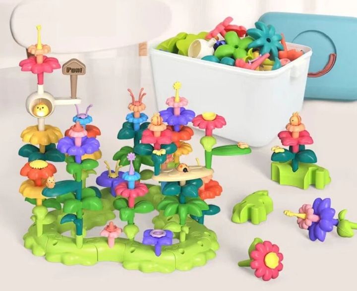 Đồ chơi lắp ghép khu vườn hoa 135 chi tiết có hợp nhựa cho bé sáng tạo