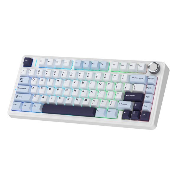 Bàn phím cơ Gaming không dây AULA F75-16 Xanh Băng Hà (Ice blue/xanh+trắng+tím đậm/ Ice Vein Switch)