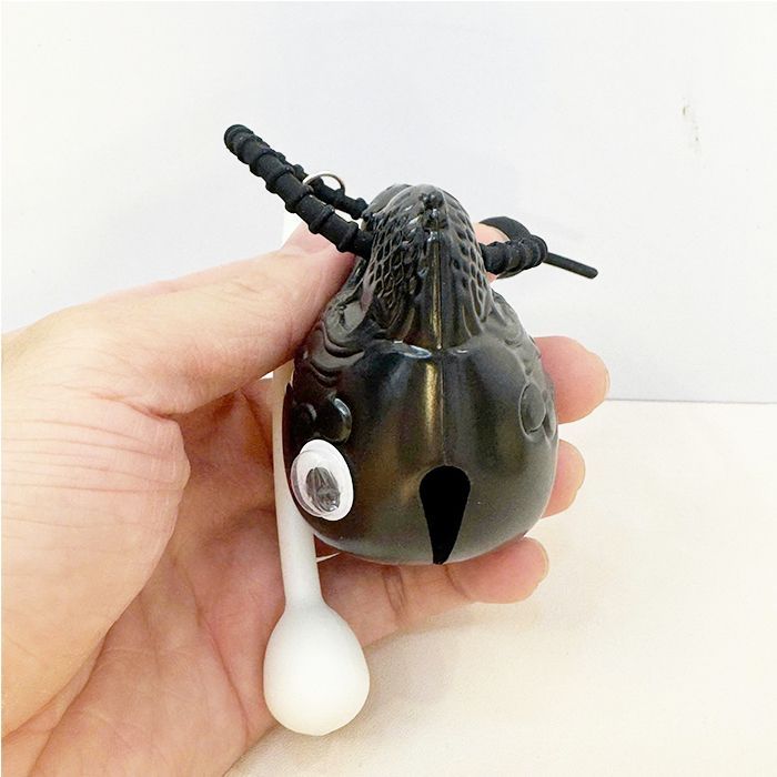 Móc khóa hình cá mắt ngố dễ thương bằng gỗ và nhựa, có gõ mõ giảm căng thẳng, stress