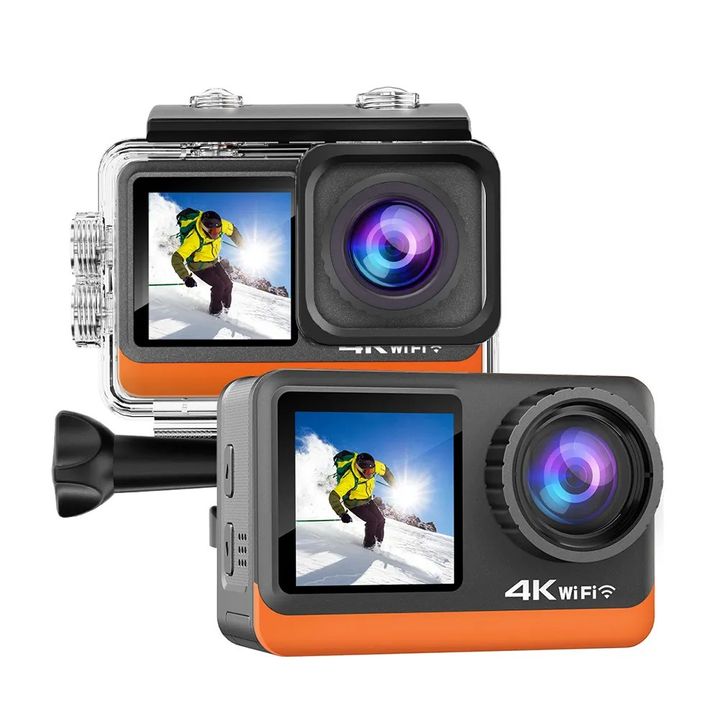 Camera action C8S 4K HD chống rung điện tử EIS 2 màn hình cảm ứng kèm túi đựng