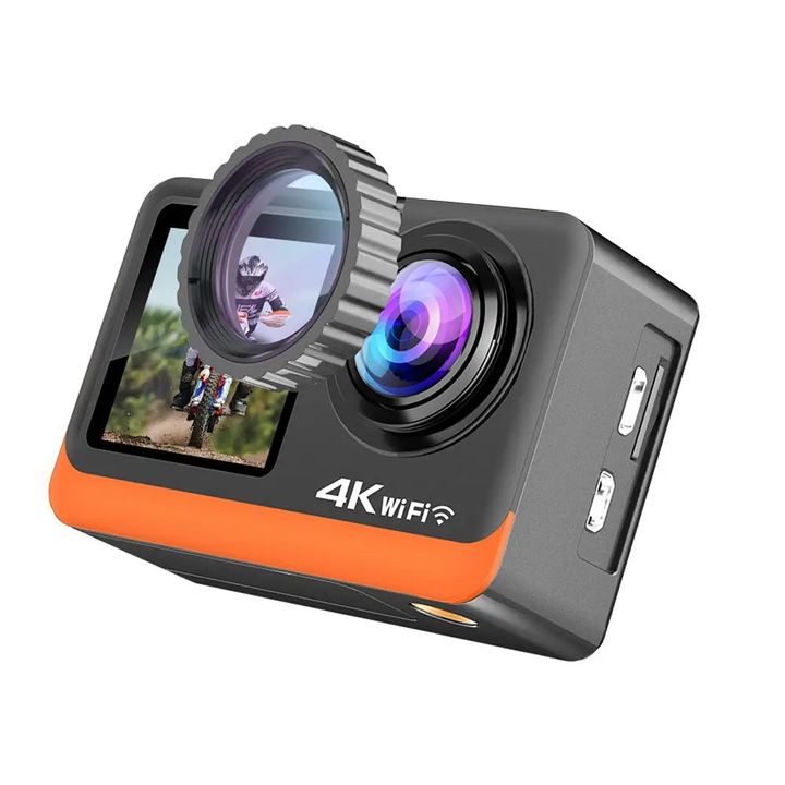 Camera action C8S 4K HD chống rung điện tử EIS 2 màn hình cảm ứng kèm túi đựng