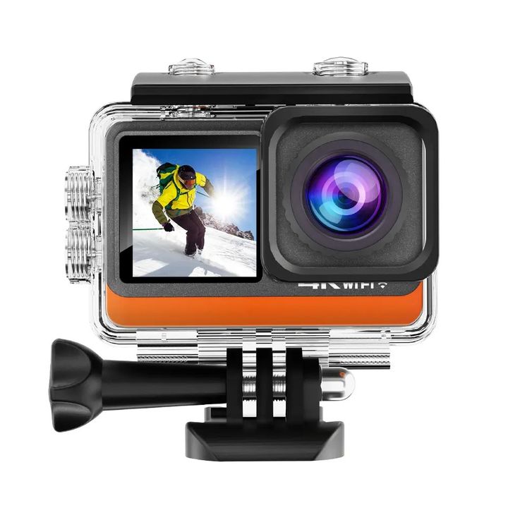 Camera action C8S 4K HD chống rung điện tử EIS 2 màn hình cảm ứng kèm túi đựng