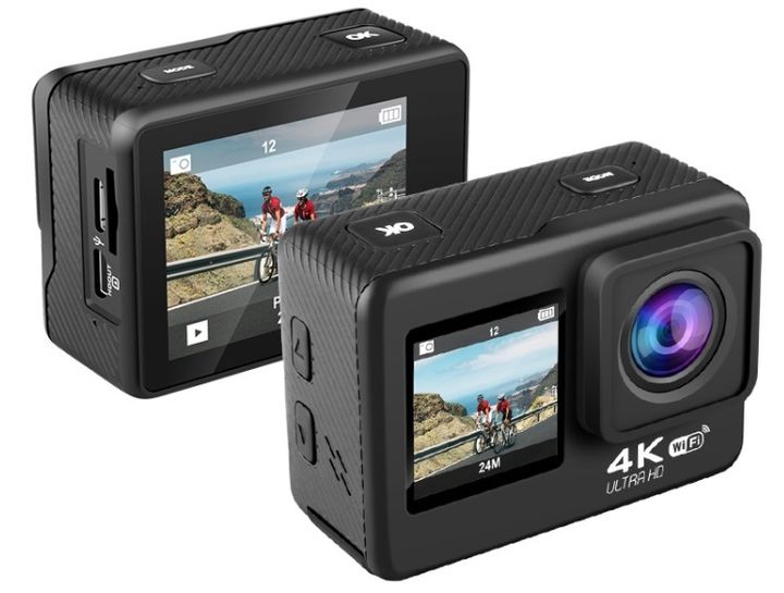 Camera hành động C1S có điều khiển từ xa Wifi 4K Ultra HD hai màn hình