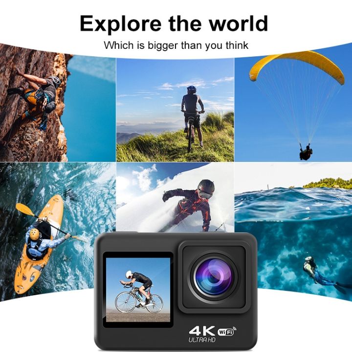 Camera hành động C1S có điều khiển từ xa Wifi 4K Ultra HD hai màn hình