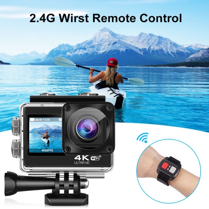 Camera hành động C1S có điều khiển từ xa Wifi 4K Ultra HD hai màn hình