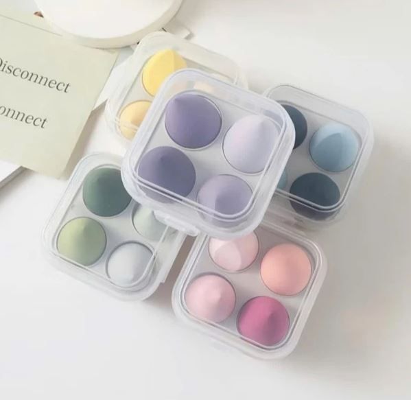 Hộp 4 Mút Tán Kem Nền Hình Giọt Nước – Mút Trang Điểm Mềm Mịn, Tán Kem Nền