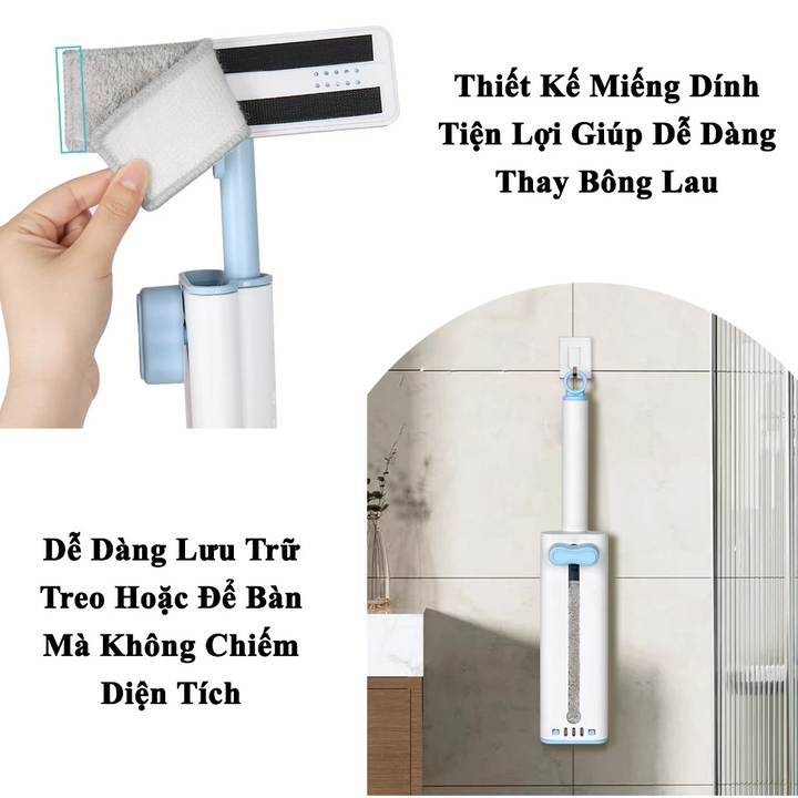 Cây lau bếp kính mini tự vắt gọn nhẹ tiện dụng