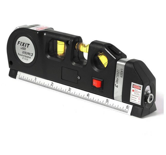 Thước đo lazer, kết hợp một thước đo băng, một bong bóng san lấp mặt bằng ba vị trí và mức laser