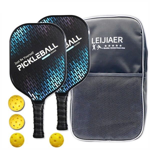 Bộ 2 vợt Pickleball LEIJIAER sợi carbon fiber siêu nhẹ PK-080 cao cấp có túi đựng chống nước