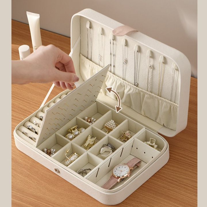 Hộp trang sức cao cấp Fasola bọc da PU, lót nhung mềm 25.5x16.8x5.6cm