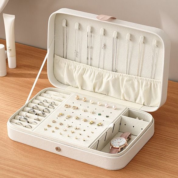 Hộp trang sức cao cấp Fasola bọc da PU, lót nhung mềm 25.5x16.8x5.6cm