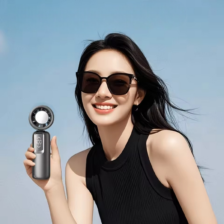 Quạt cầm tay sò lạnh SS-030 gập 180° - Xám ánh kim