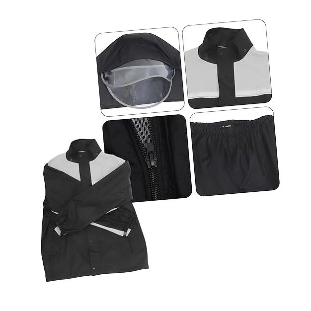 Bộ quần áo mưa Size 2XL (166-175cm) Màu Xám vải dù cao cấp chuyên đi phượt siêu thoáng khí