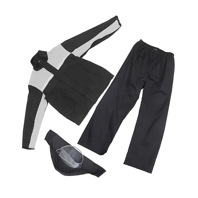 Bộ quần áo mưa Size 2XL (166-175cm) Màu Xám vải dù cao cấp chuyên đi phượt siêu thoáng khí