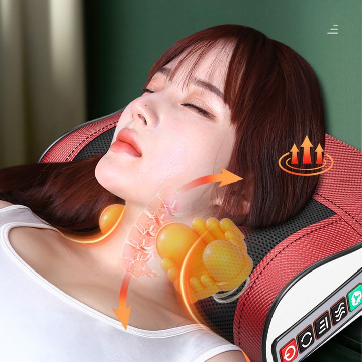 Gối mát xa cổ vai lưng 6 bi xoay, giảm mỏi hiệu quả YD-005