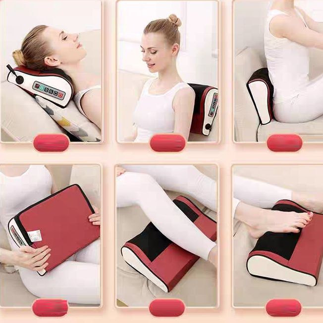 Gối mát xa cổ vai lưng 6 bi xoay, giảm mỏi hiệu quả YD-005