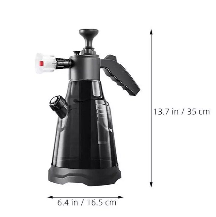 Bình Tạo Bọt Rửa Xe Cầm Tay 2L Đen Xám Kèm Cốc Đong Và Nắp Chắn Gió