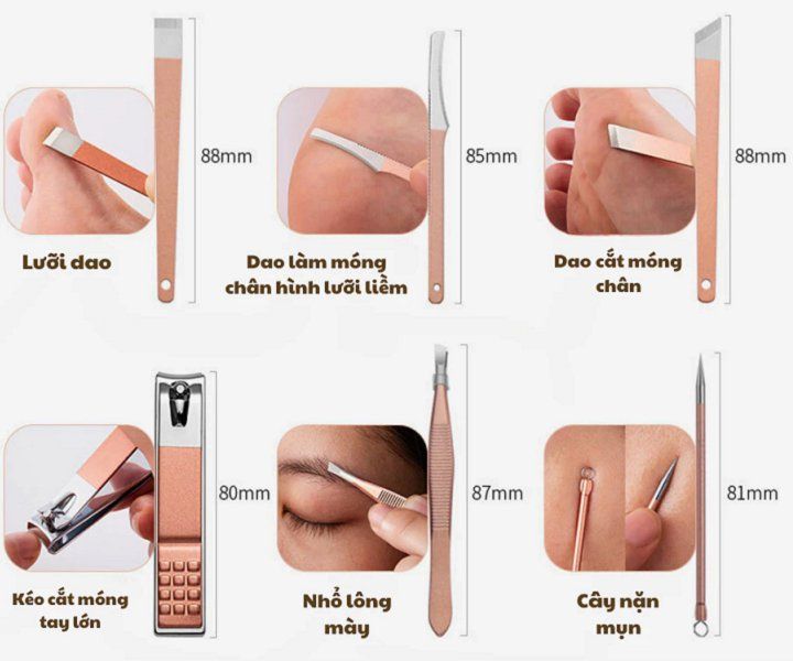 Bộ dụng cụ bấm móng, cắt tỉa móng, làm đẹp 18 chi tiết, cao cấp bằng thép không gỉ nhỏ gọn