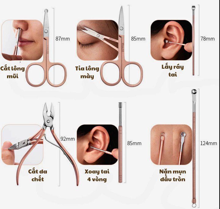 Bộ dụng cụ bấm móng, cắt tỉa móng, làm đẹp 18 chi tiết, cao cấp bằng thép không gỉ nhỏ gọn