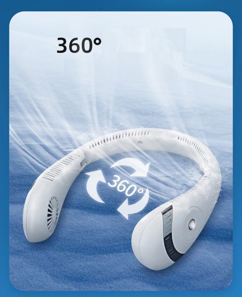 Quạt Đeo Cổ Gọn Nhẹ Mini Không Cánh An Toàn Tiện Lợi Dùng Sạc