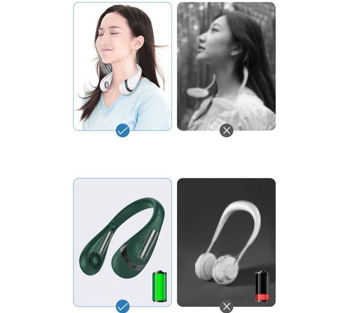 Quạt Đeo Cổ Gọn Nhẹ Mini Không Cánh An Toàn Tiện Lợi Dùng Sạc