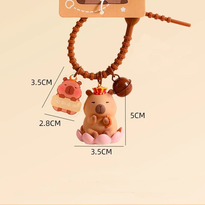 Móc khóa Silicon hình Capybara ngồi đài sen