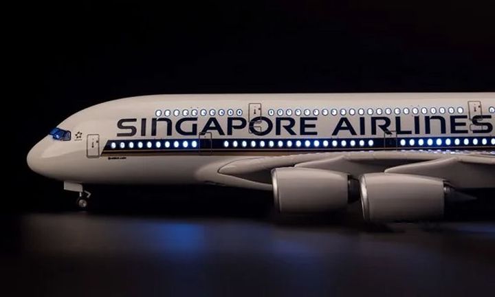 Mô hình Máy bay lắp ghép có đèn Led Singapore Airline 47cm