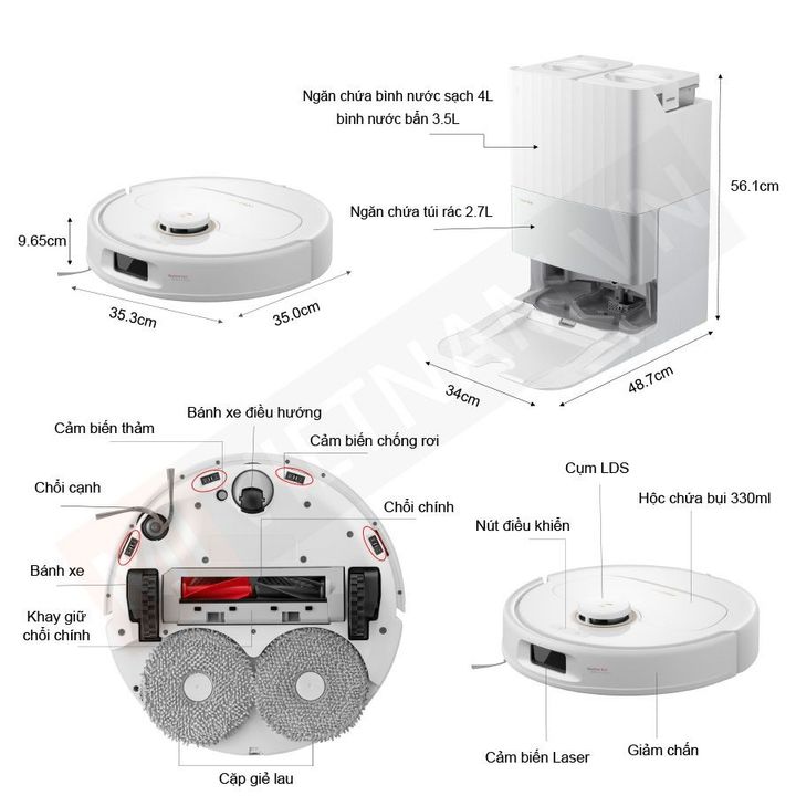 Robot hút bụi Roborock Q Revo 5AE - Trắng/Đen