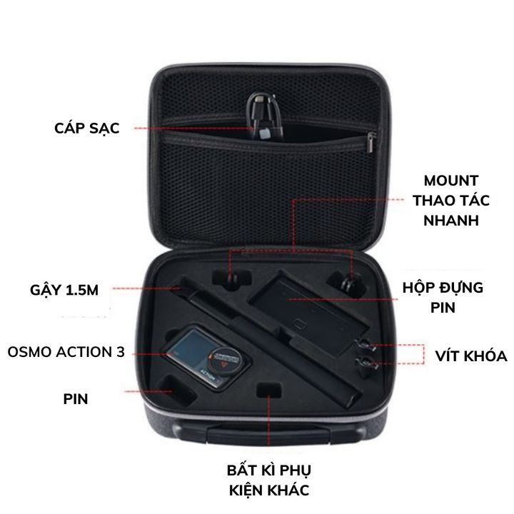Hộp túi đựng cho phụ kiện DJI Osmo Action 3/4/5 Pro BRDRC