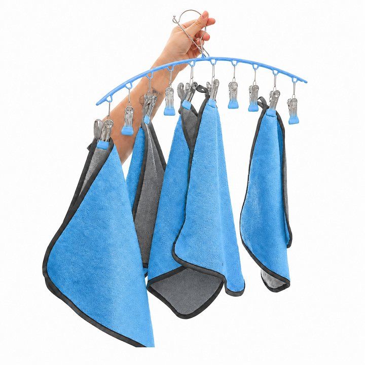 Móc treo quần áo, tất vớ 10 kẹp có khoá chống gió - chắc chắn, siêu bền - Xanh Dương
