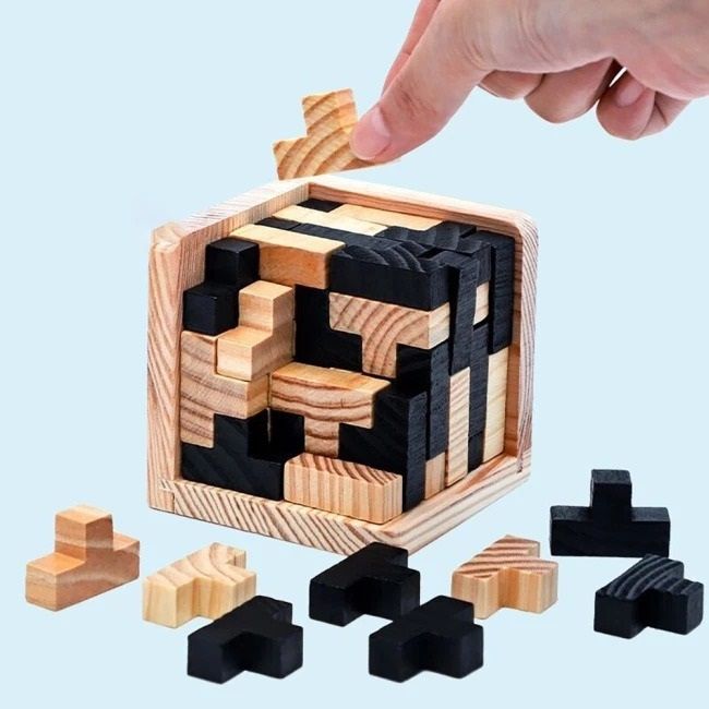 Bộ đồ chơi xếp hình Tetris 3D bằng gỗ 54 khối chữ T sáng tạo cho người lớn và trẻ em