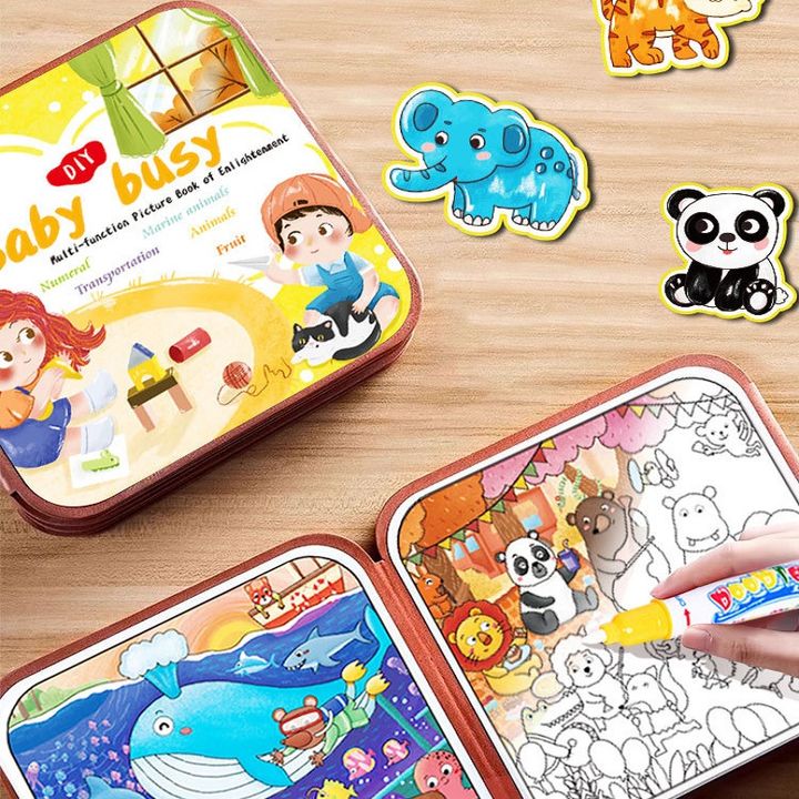Sách tô màu nước và bóc dán 2 trong 1