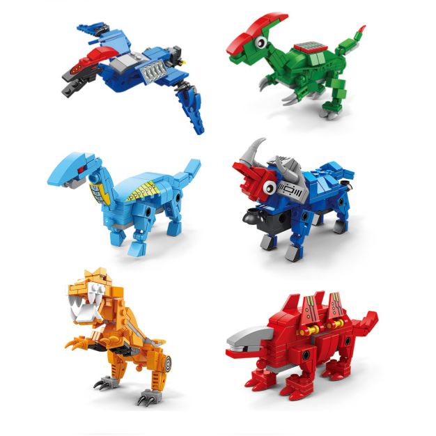 Bộ đồ chơi lắp ráp robot khủng long 6in1