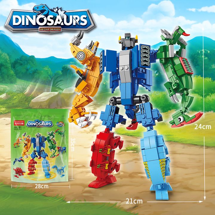 Bộ đồ chơi lắp ráp robot khủng long 6in1