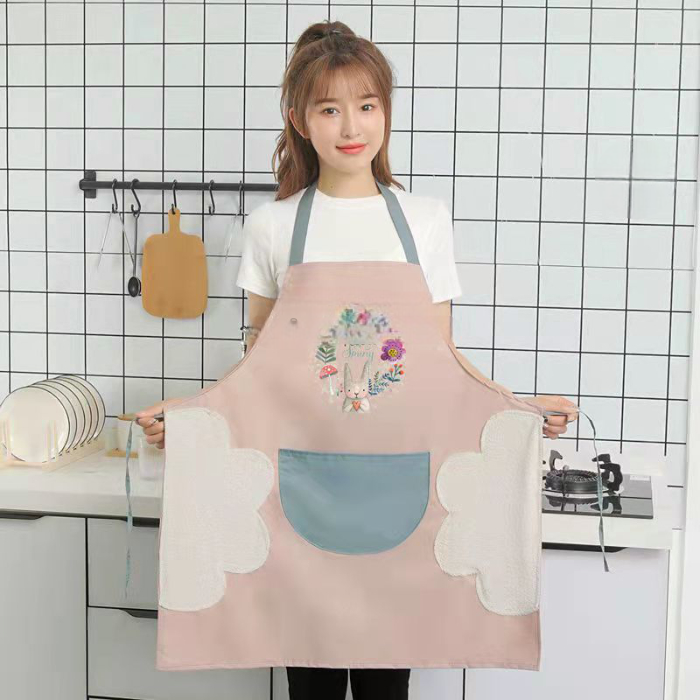 Tạp dề họa tiết hoa & thỏ tone hồng dễ thương