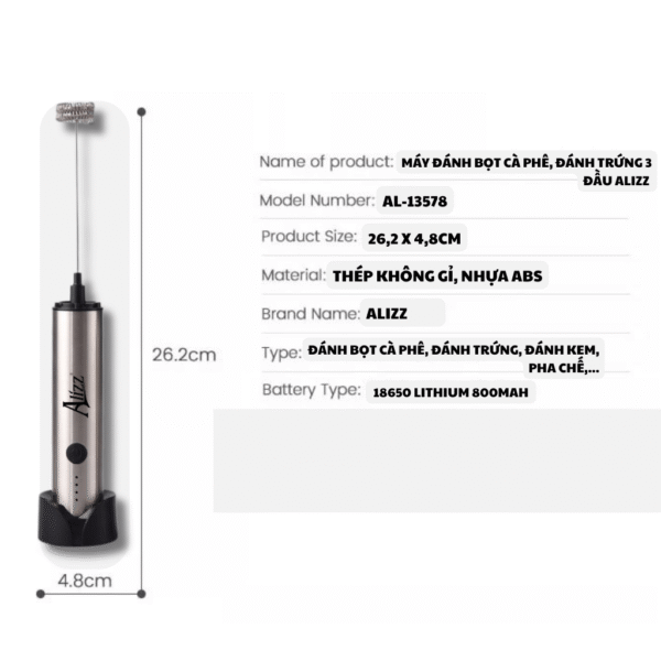 Máy tạo bọt sữa & đánh trứng 3 đầu đa năng ALIZZ AL-13578