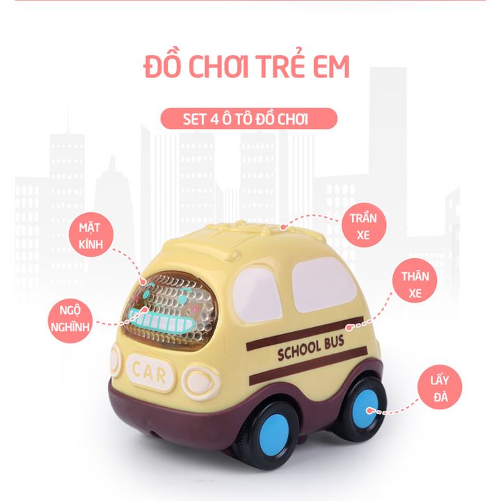 Bộ Combo Mô hình 4 xe đồ chơi cho trẻ em