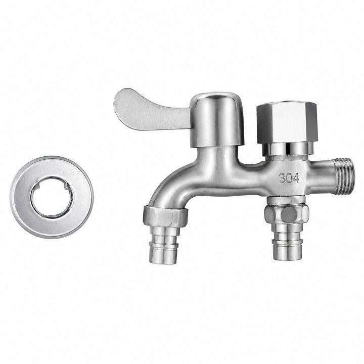 Vòi nước 2 đầu ra bằng inox, Van 2 đầu nước ra