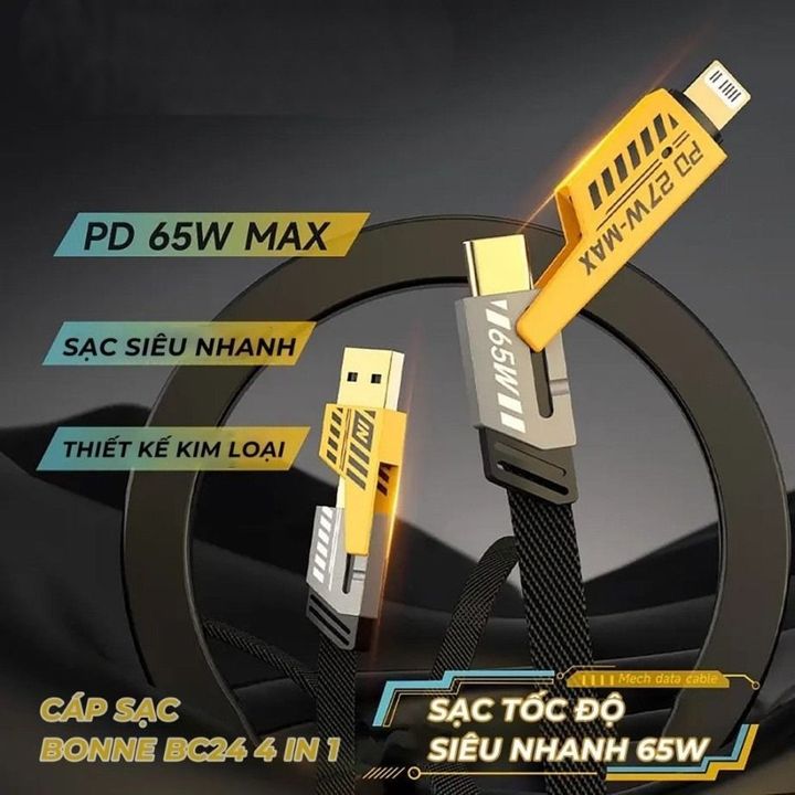 Cáp Sạc nhanh 4 đầu 65W 4in1