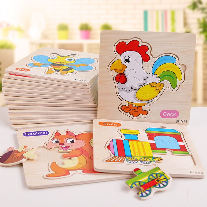 Đồ chơi luyện trí nhớ tranh ghép hình thú cho bé bằng gỗ
