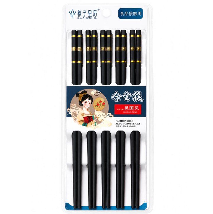 Vỉ 10 đôi đũa 3 sọc mạ vàng – Nhựa cao cấp kháng khuẩn, chống nấm mốc, chịu nhiệt tốt