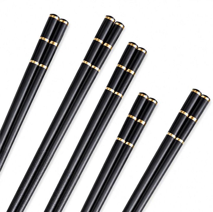 Vỉ 10 đôi đũa 3 sọc mạ vàng – Nhựa cao cấp kháng khuẩn, chống nấm mốc, chịu nhiệt tốt