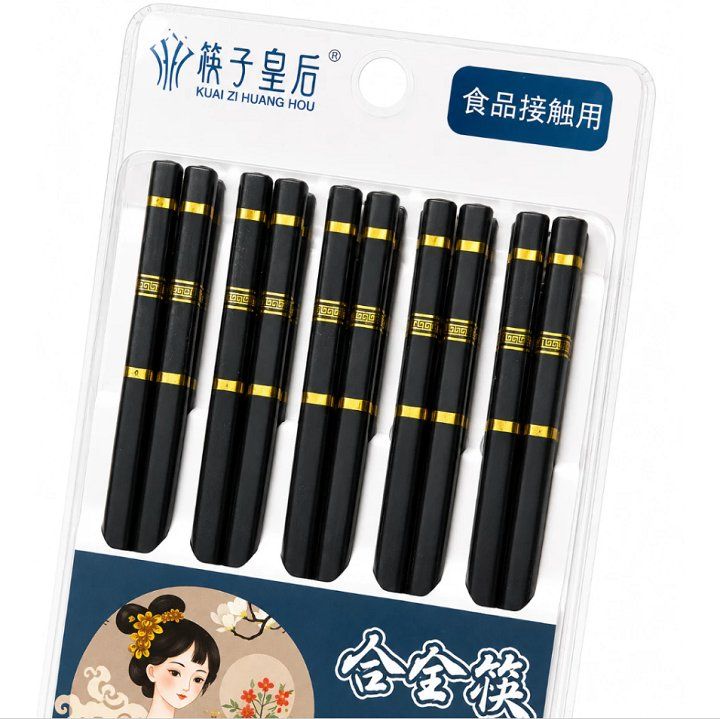 Vỉ 10 đôi đũa 3 sọc mạ vàng – Nhựa cao cấp kháng khuẩn, chống nấm mốc, chịu nhiệt tốt