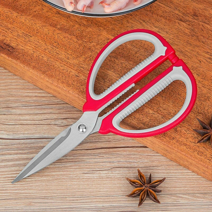 Kéo nhà bếp đa dụng tay cầm đỏ bền chắc dễ sử dụng