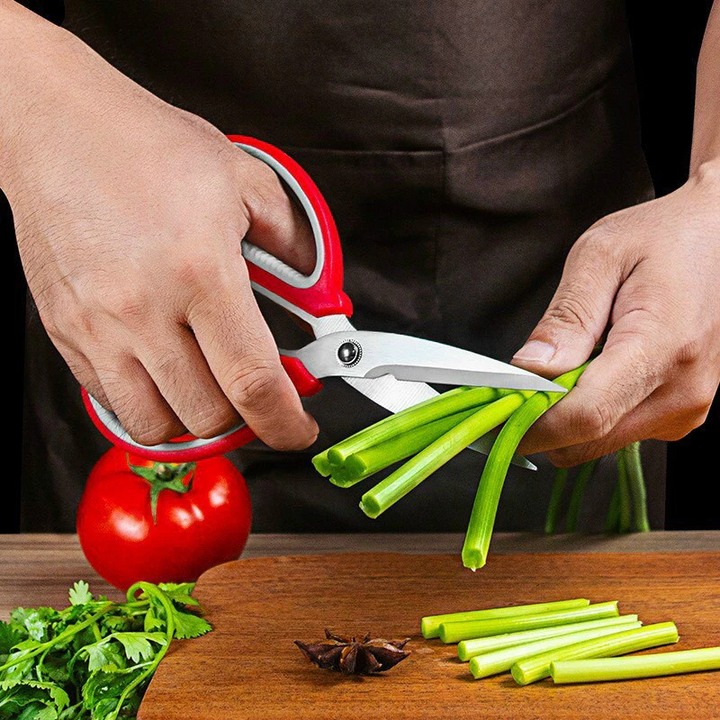 Kéo nhà bếp đa dụng tay cầm đỏ bền chắc dễ sử dụng