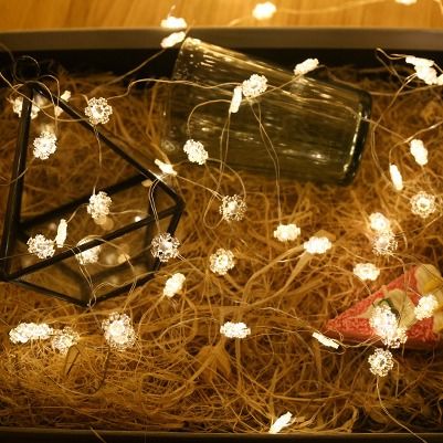 Dây đèn LED đồng 10 mét, 100 bóng ánh sáng trắng ấm, hiệu ứng nhấp nháy