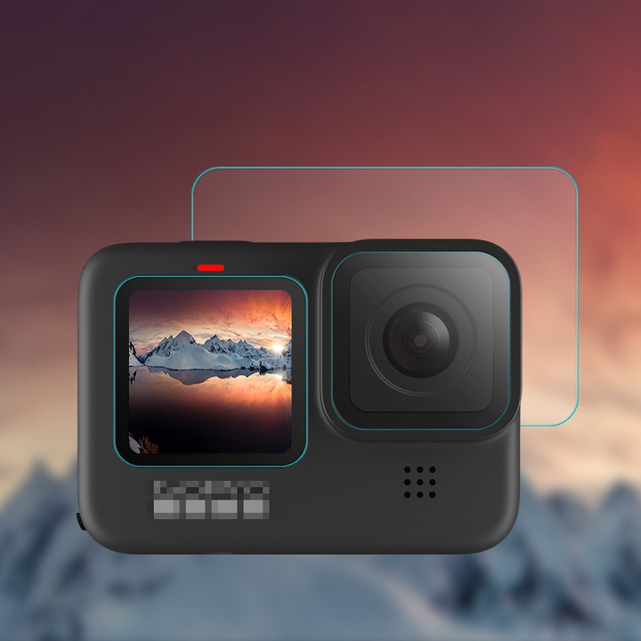 Set 2 bộ kính cường lực GoPro 9, 10,11, 12 (màn hình trước sau và ống kính)