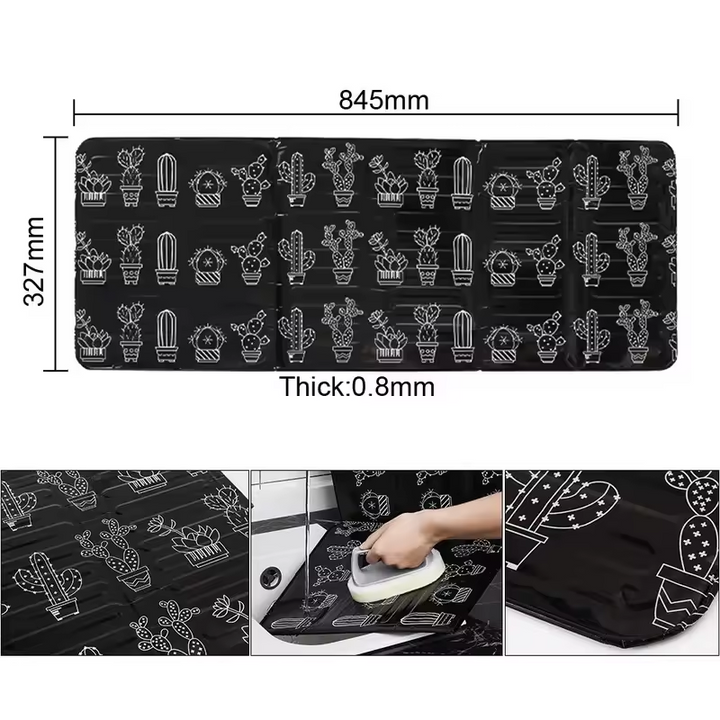 Tấm chắn bếp chống bắn dầu mỡ họa tiết đẹp chịu nhiệt - đen