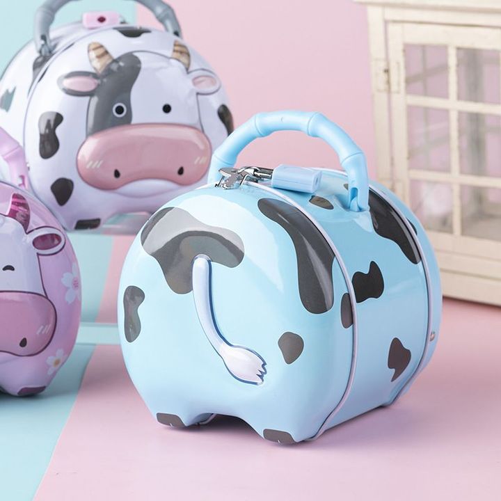 Két sắt mini hình con bò sữa dễ thương cho bé - Màu xanh dương