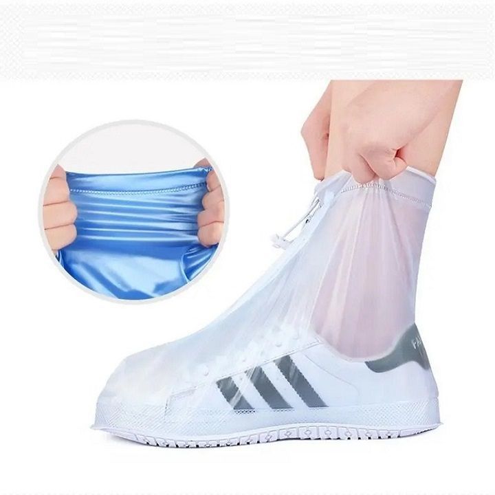 Bọc giày đi mưa đế silicone chống nước ống vừa chống trơn trượt Size XL (40-41)
